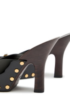 Versace 105 Stud-embellished Wooden and Patent Leather Mules Black