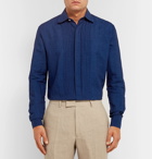 Favourbrook - Bib-Front Double-Cuff Cotton-Poplin Shirt - Blue