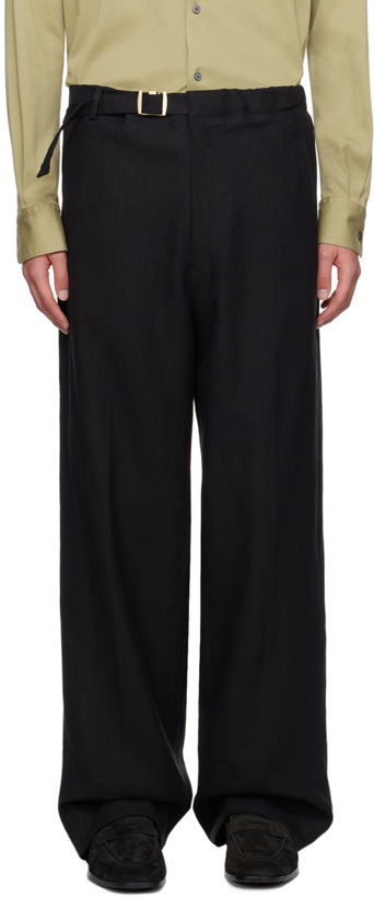 Photo: ZEGNA Black Belted Trousers