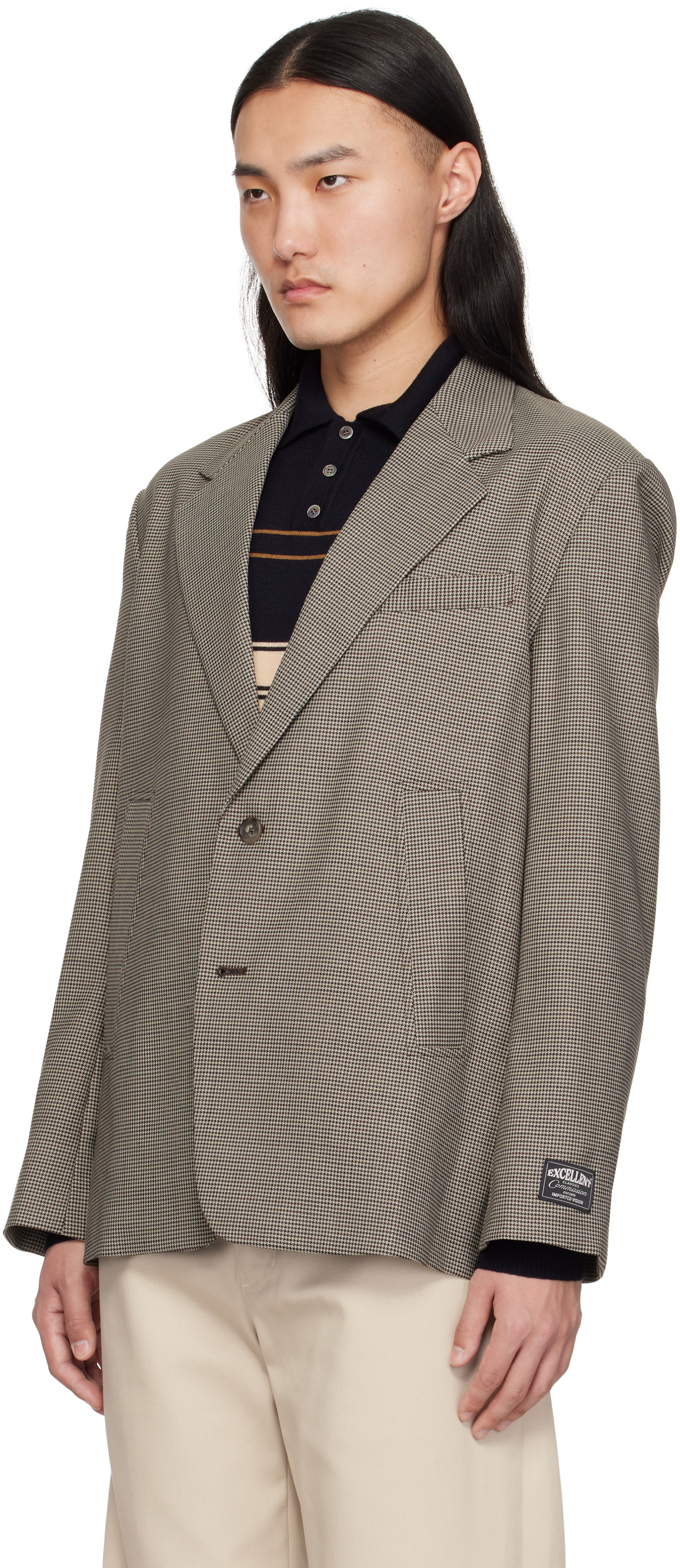 Commission Brown Houndstooth Varsity Blazer