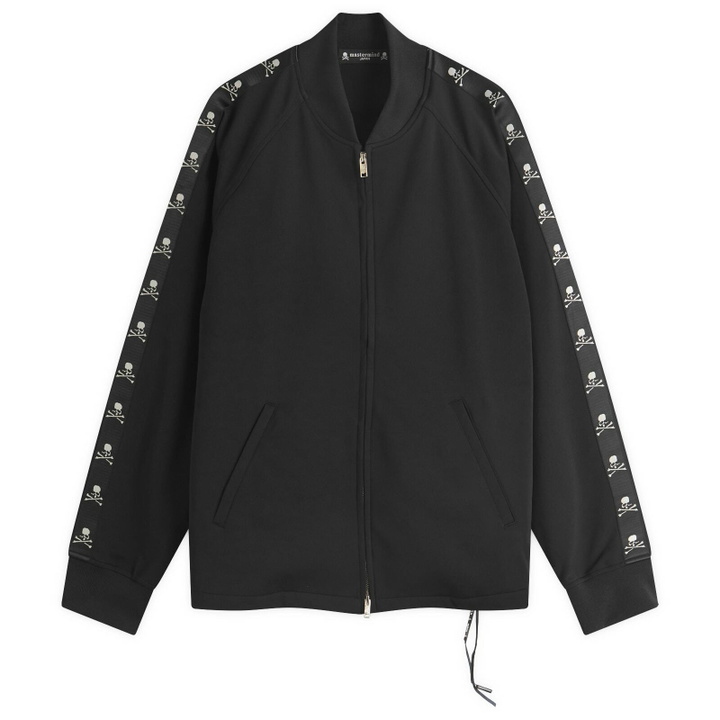 Photo: mastermind JAPAN Men's Skull Tape Jersey Zip-Up Jacket in Black