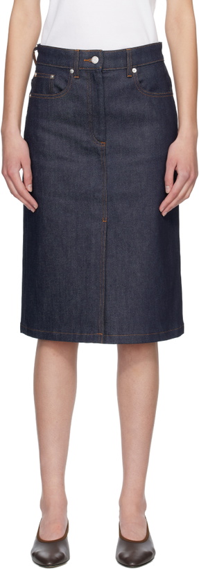 Photo: A.P.C. Navy Lizzie Denim Midi Skirt
