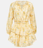 LoveShackFancy Popover off-shoulder floral silk minidress