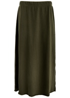 Eileen Fisher Cotton Midi Skirt Dark Green