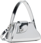 GCDS Silver Comma Mirror Small Top Handle Bag