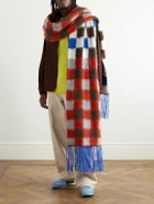 The Elder Statesman - Thistle Fringed Checked Brushed Alpaca-Blend Scarf