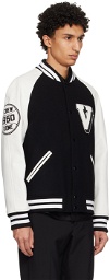Valentino Black Paneled Bomber Jacket