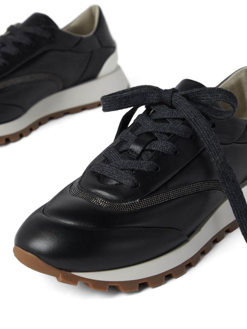 BRUNELLO CUCINELLI - Leather Sneakers With Precious Details BRUNELLO CUCINELLI - Leather Sneakers With Precious Details