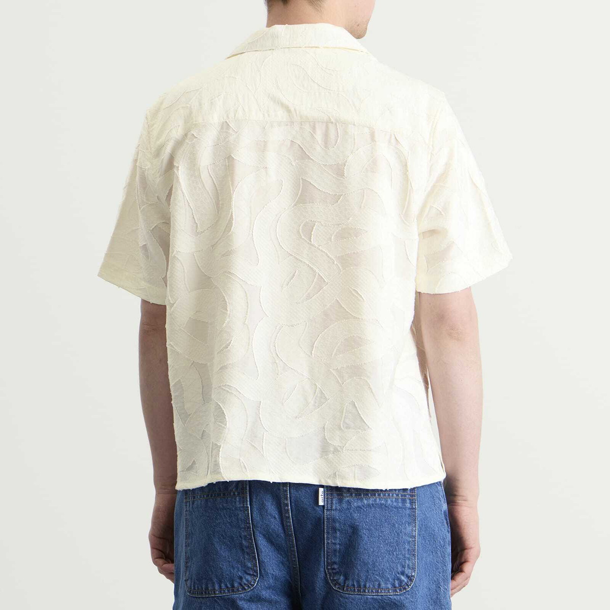 Wax London Men's Curzon Jacquard Vacation Shirt in Ecru