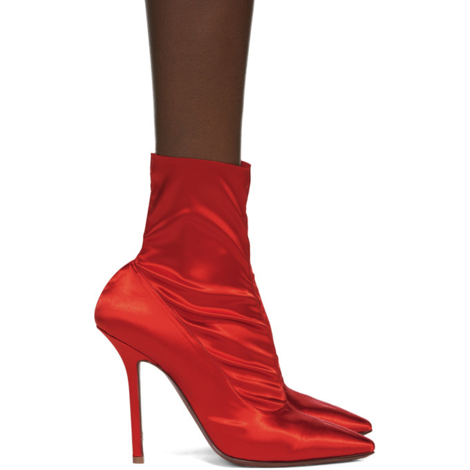 Vetements Red Satin Ankle Boots