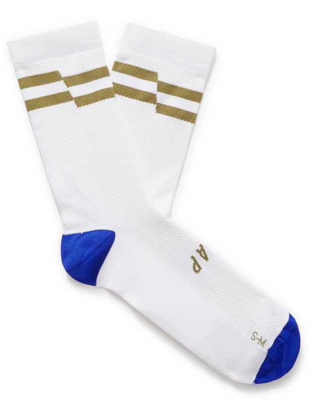 Photo: MAAP - Emblem Striped Meryl Skinlife Stretch-Knit Cycling Socks - White