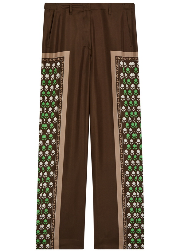 Photo: Tory Burch Printed Straight-leg Silk Trousers Brown