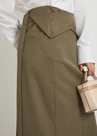 Victoria Beckham Wrap-detail Wool-blend Midi Skirt Sage