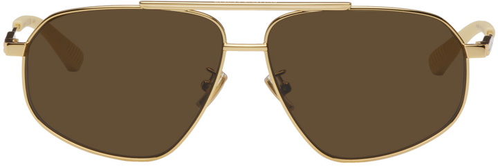 Photo: Bottega Veneta Gold Turn Sunglasses