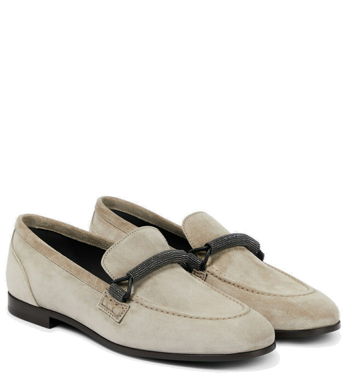 BRUNELLO CUCINELLI モニリ エンヘリッシュト ロ トッフ スニカ Brunello Cucinelli Suede Monili Penny Loafers | Neiman Marcus