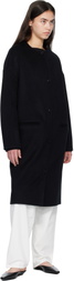 Loulou de Saison Black KERRY Wool Cashmere Drap Oval Coat