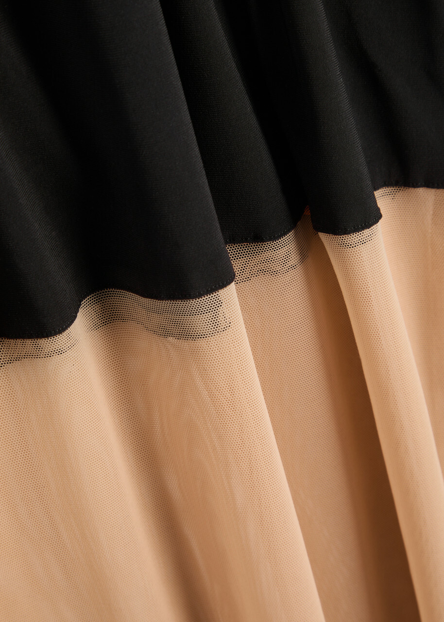 Norma Kamali Tulle and Stretch-jersey Midi Dress Black