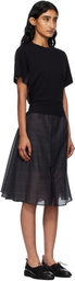 sacai Black Glen Check & Cotton Jersey Midi Dress