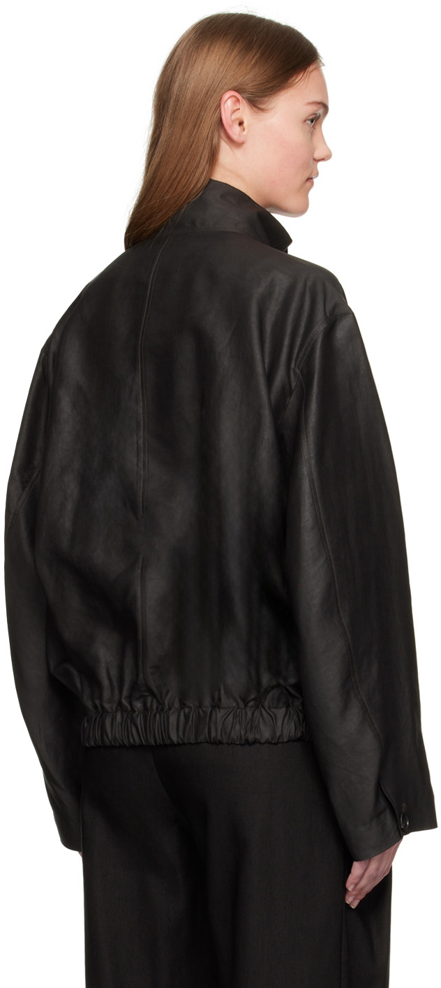 UMBER POSTPAST Black Mud-Dyed Bomber Jacket