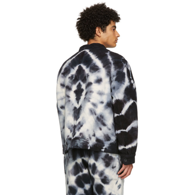 The Elder Statesman Black and White Tie-Dye Cloud Teton Jacket The