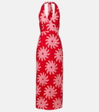 Cala de la Cruz Dasha printed halterneck linen maxi dress