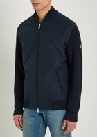 Boss Quilted Knit Cotton and Shell Jacket Navy