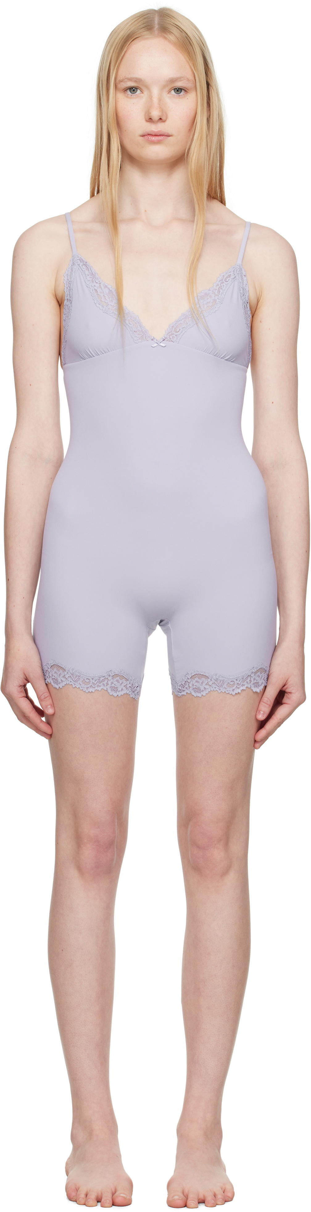 SKIMS Purple Fits Everybody Lace Triangle Onesie Jumpsuit