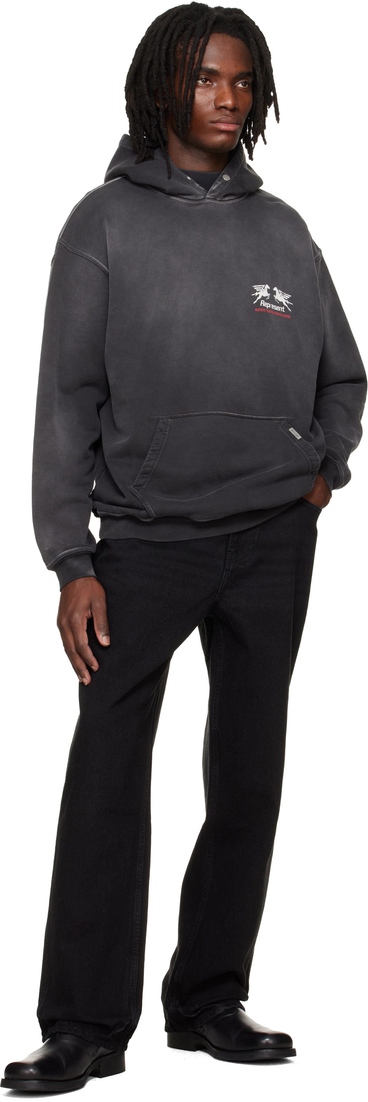 Represent Black 24 Hour Service Hoodie