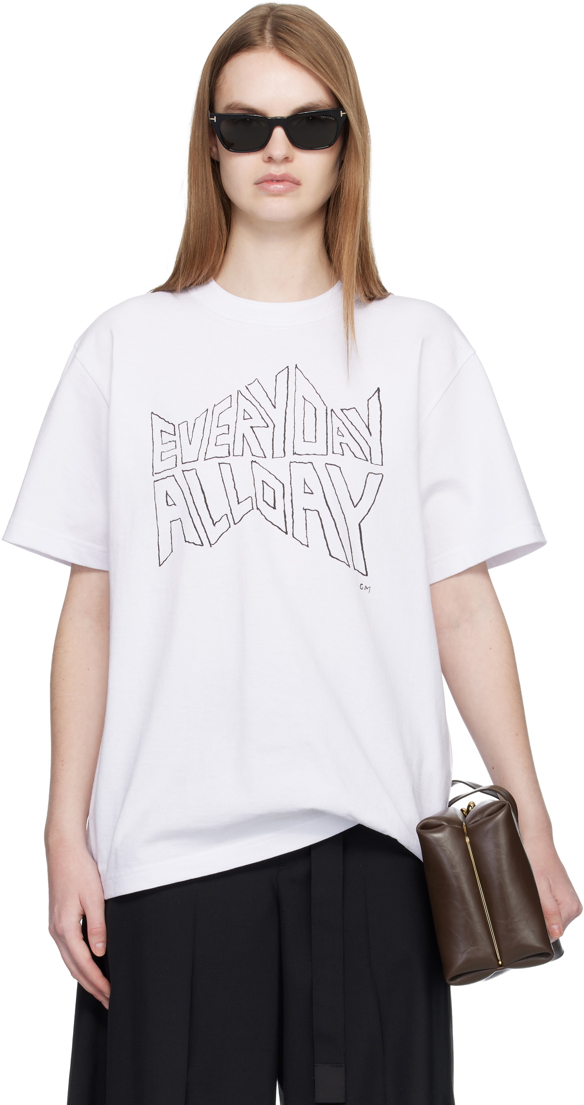 sacai: White 'geoff sacai' Print T-shirt | SSENSE