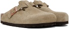 Birkenstock Taupe Boston Soft Footbed Loafers