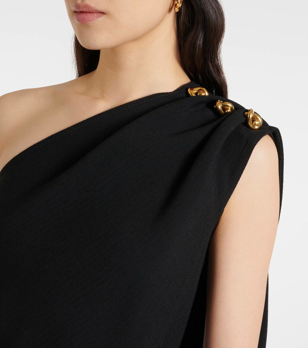 Bottega Veneta Knot caped draped crêpe top