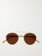 Brunello Cucinelli - Oliver Peoples Convertible Round-Frame Acetate and Gold-Tone Optical Glasses