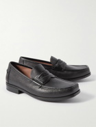 Salvatore Ferragamo - Lanzarote Pebble-Grain Leather Penny Loafers - Black