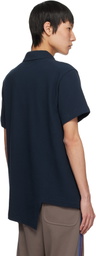 Comme des Garçons Homme Deux Navy Asymmetric Polo