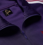 Needles - Embroidered Striped Satin-Jersey Track Jacket - Purple