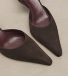 The Row Inez suede slingback pumps