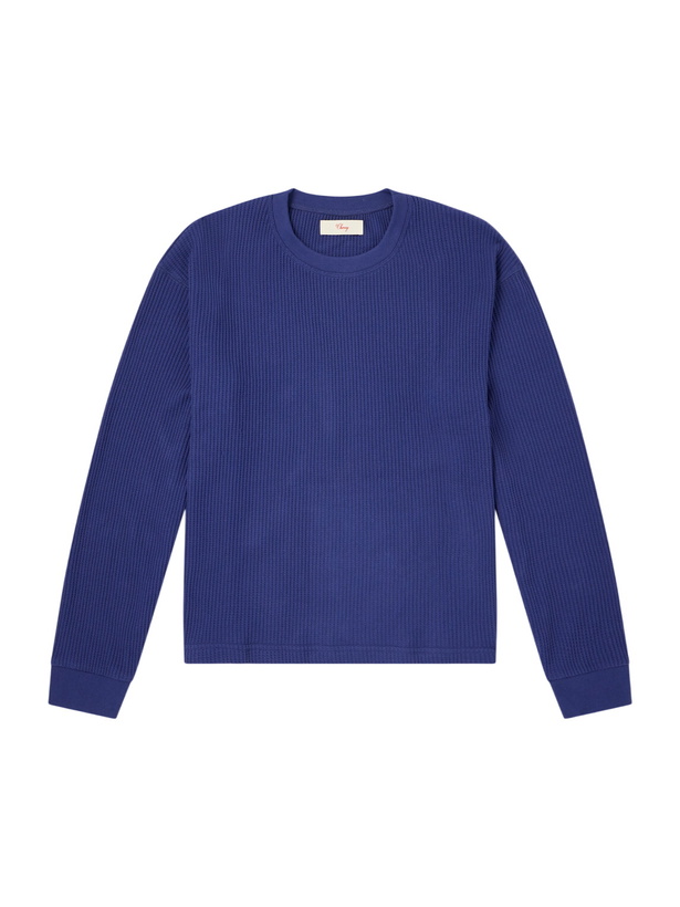 Photo: Cherry Los Angeles - Logo-Print Cotton Waffle-Jersey T-Shirt - Blue
