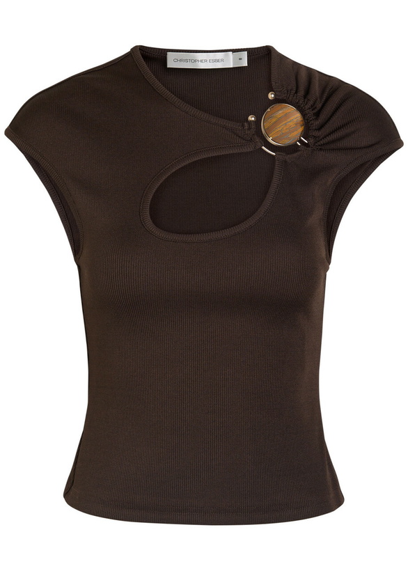 Photo: Christopher Esber Cut-out Jersey top Brown