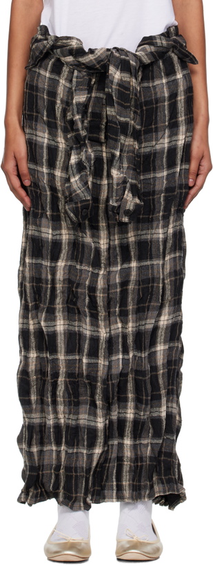 Photo: OPEN YY Black & Gray Crinkled Shirt Maxi Skirt