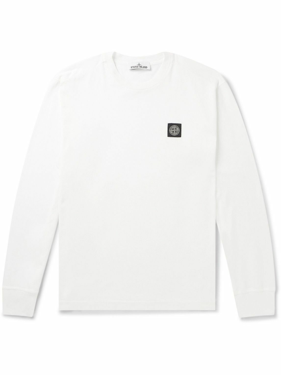 Photo: Stone Island - Logo-Appliquéd Garment-Dyed Cotton-Jersey T-Shirt - White