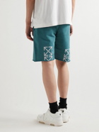 Off-White - Straight-Leg Logo-Print Cotton-Jersey Shorts - Blue