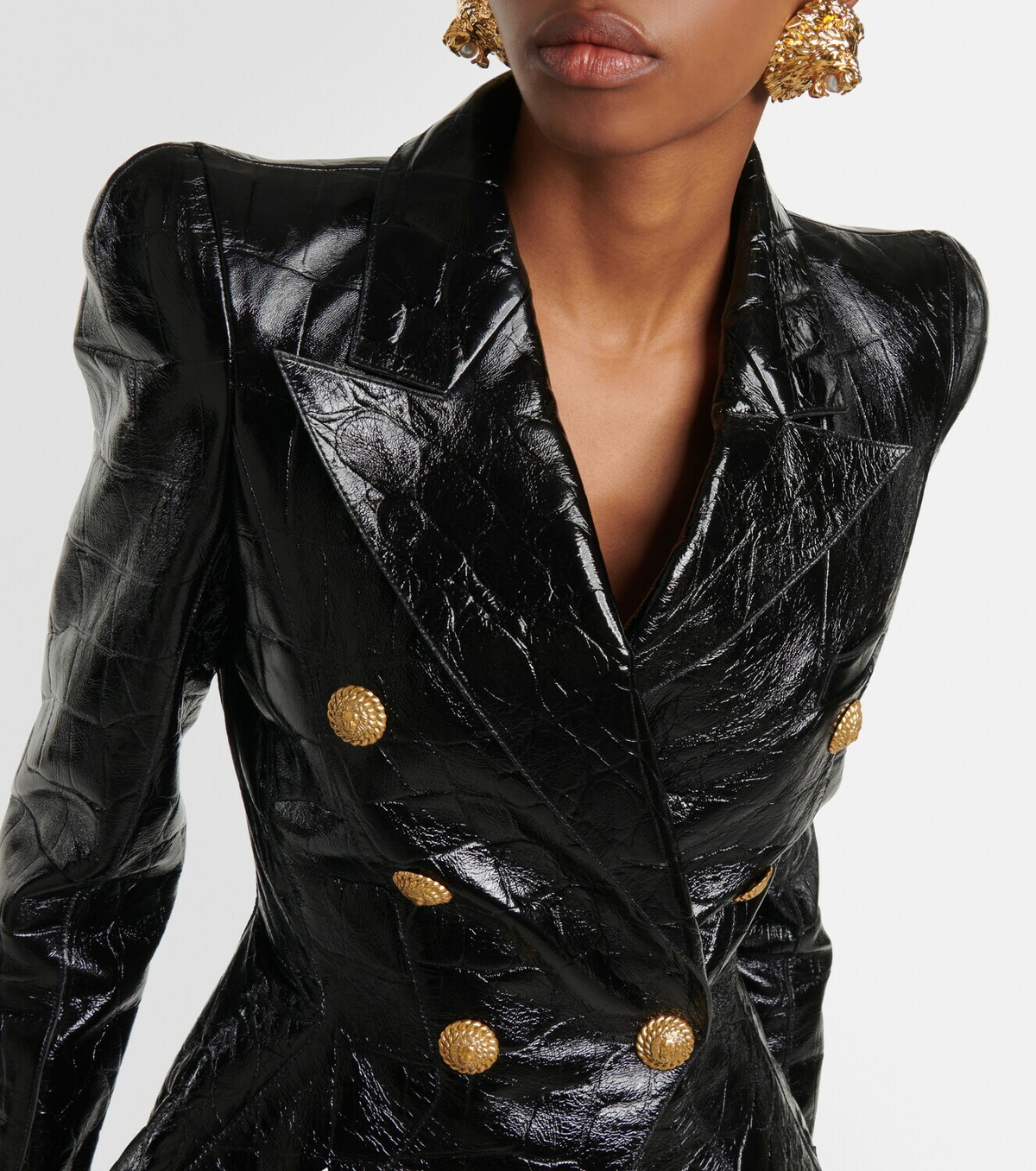 90S BALMAIN STITCHED LEATHER BLAZER 【公式通販】