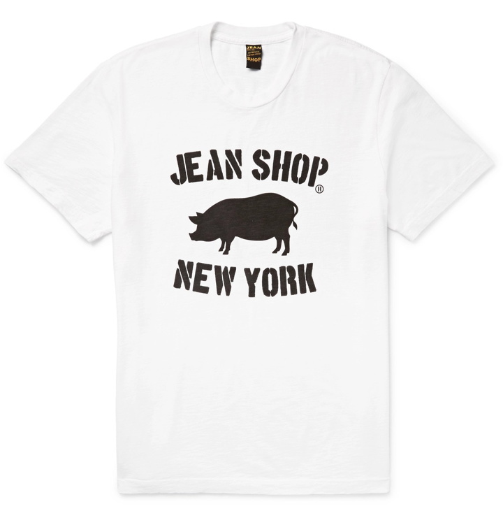 Photo: Jean Shop - Printed Slub Cotton-Jersey T-Shirt - White