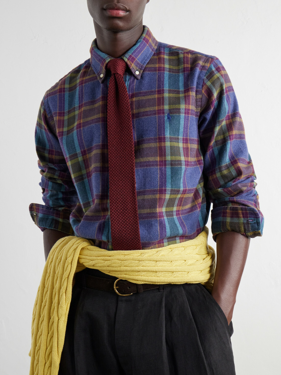 Polo Ralph Lauren - Button-Down Collar Checked Cotton-Flannel Shirt - Blue