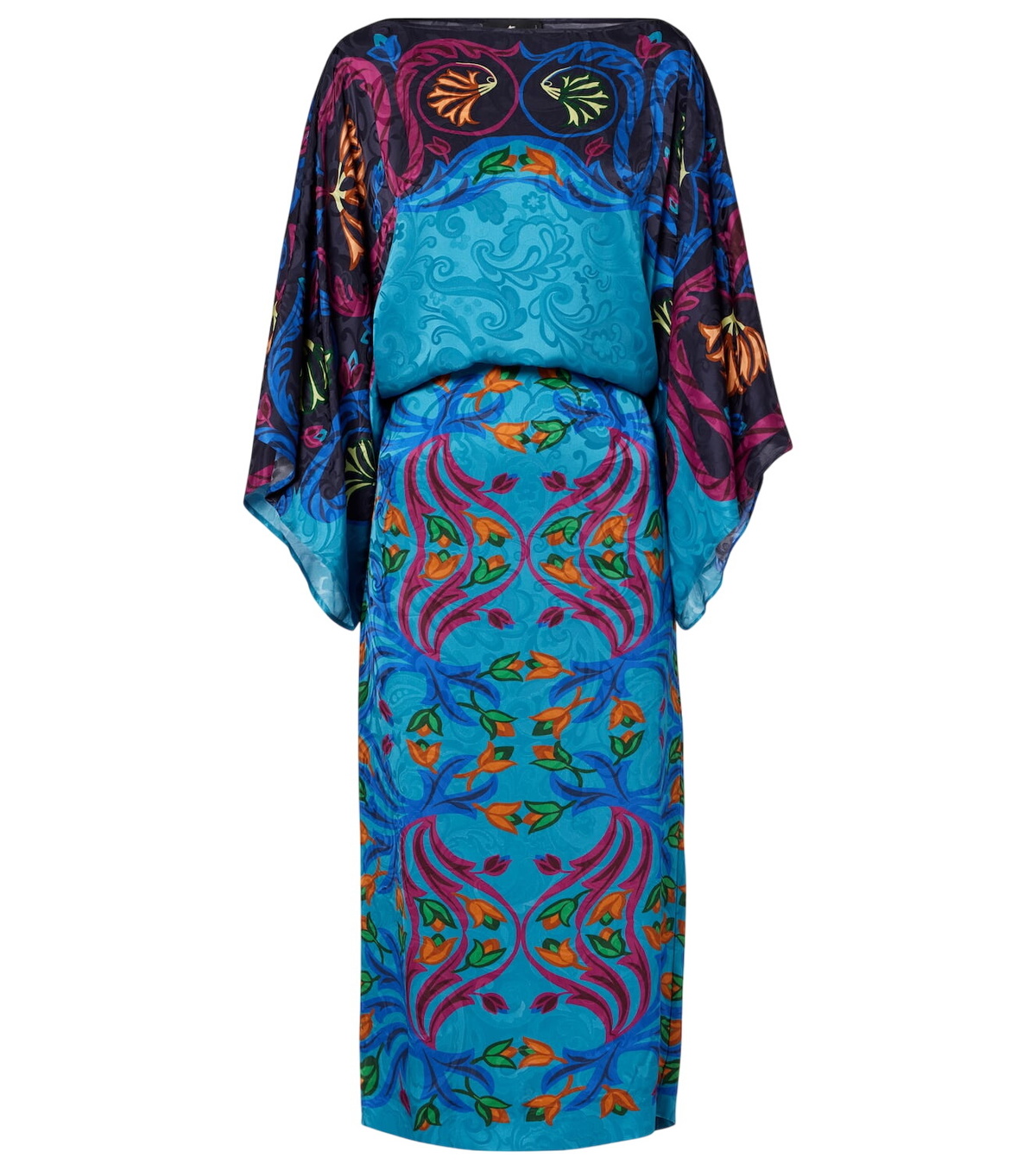 Etro Printed tulle and velvet midi dress Etro