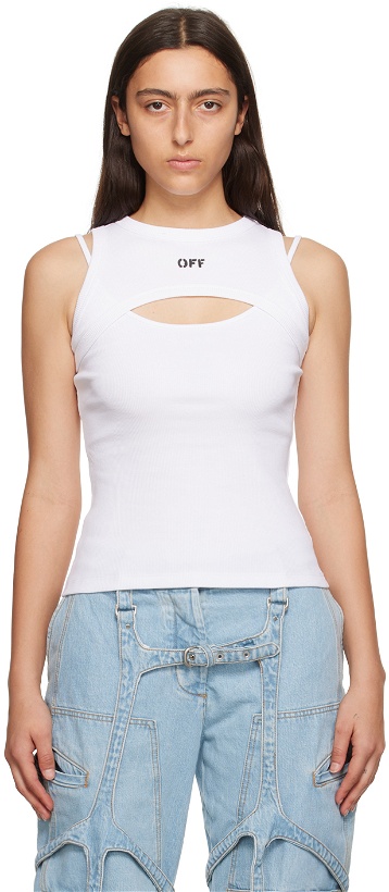 Photo: Off-White White Off-Stamp Tank Top