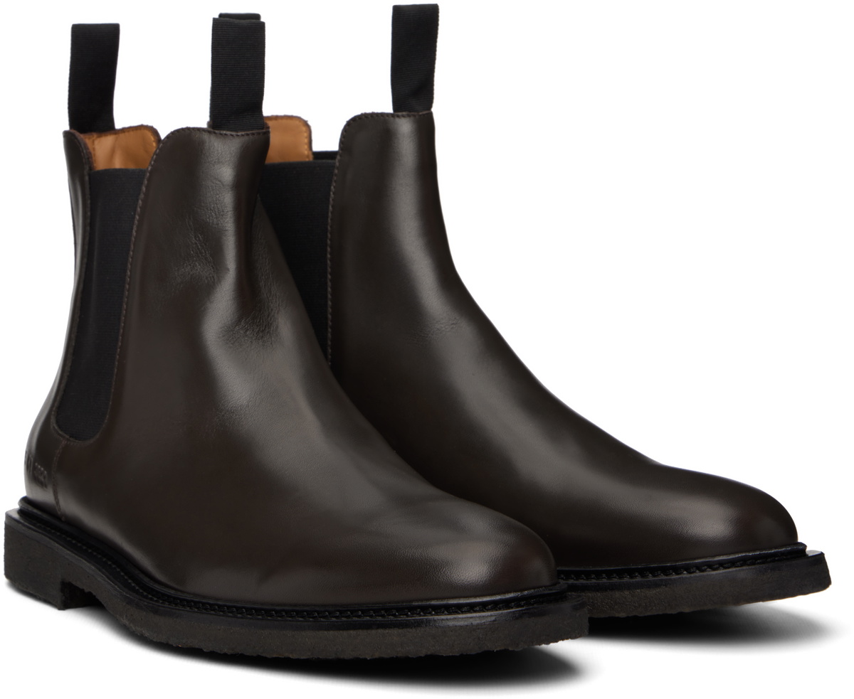 Common Projects Brown Leather Chelsea Boots