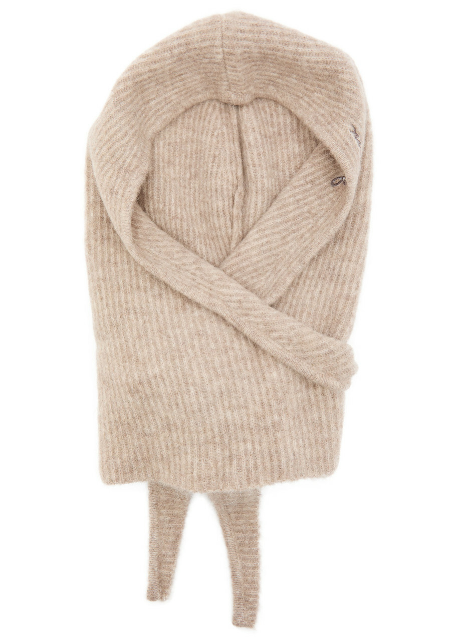 GANNI Women's Soft Wool Balaclava in Almond Milk GANNI