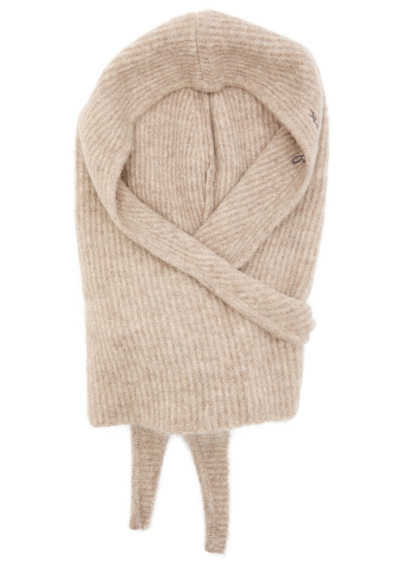 Photo: Ganni Logo-embroidered Brushed Wool-blend Balaclava - Beige - One Size