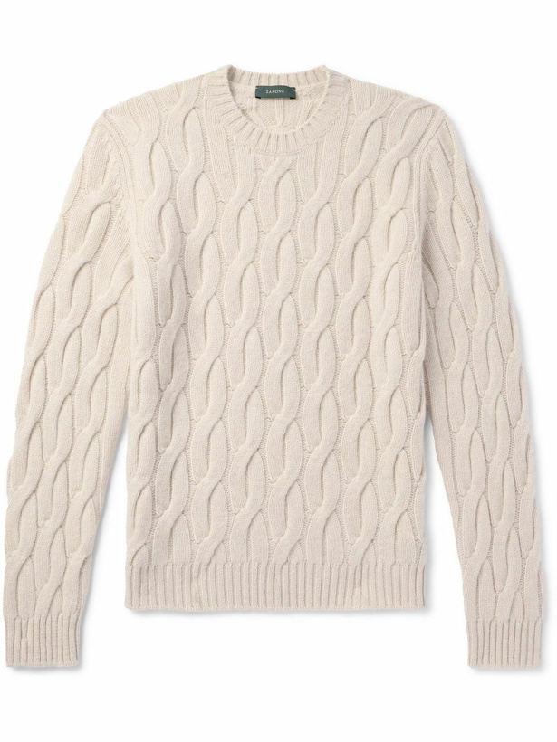 Photo: Incotex - Zanone Cable-Knit Wool Sweater - Neutrals